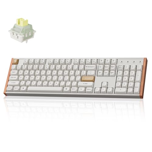Keychron K10 HE Hall Effect Keyboard, Ultra-Fast Lime Banana Magnetic Switch, Full-Size Tri-Mode Wireless Keyboard with Rapid Trigger, Adjustable Actuation, RGB, Aluminum + Wood Frame - White - color: Lime Banana Switch - White