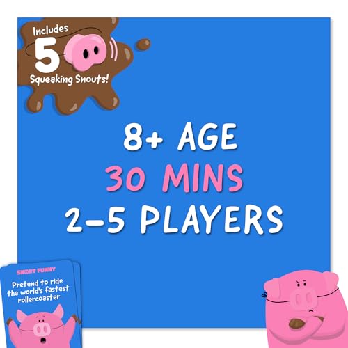 Snort Funny – The Oinkredible You Laugh You Lose Party Game | Family Games for Kids and Adults | 150 Challenge Cards, 5 Pig Snouts & Mud Tokens | Funny Games for Friend & Family, 4-8 Players, Ages 8+ - color: First Edition