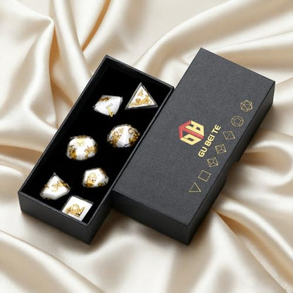 7Pcs DND Dice Set,Sharp Edge Resin Dice for D&D,French Bulldog | Polyhedral DND Dice,Smooth Polished Surface,Ideal Gift For Tabletop Role Playing Game Lovers Adults Women Men Teens - color: White, style: Golden Retriever