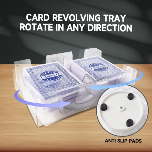 GSE 2-Deck Revolving Canasta Card Tray, 360° Rotating Playing Cards Holder | Dual Deck, Canasta Card Holder, Swivel Cards Holder, Smooth Rotation, Cards Organizer For Hand & Foot, Rummy, UNO Games - size: 2-Deck