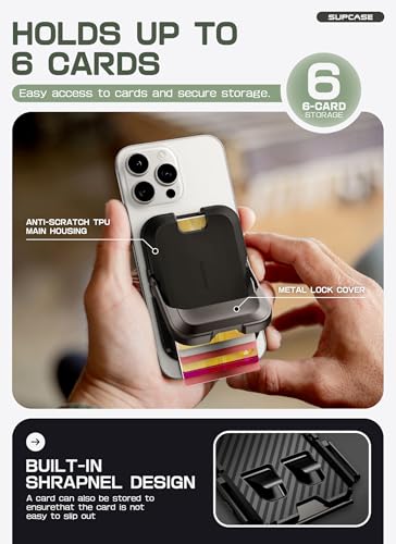 SUPCASE for MagSafe Wallet with Stand, Magnetic Wallet for Men Women, [Hold 6 Cards] [RFID Blocking] [Strong Magnetic Lock] Phone Stand Card Holder for iPhone 17/16/15/14/13/12 Series, Carbon Black - color: Carbon Black