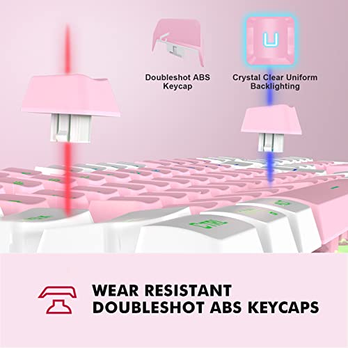 NPET K10 Wired Gaming Keyboard, RGB Backlit, Spill-Resistant Design, Multimedia Keys, Quiet Silent USB Membrane Keyboard for Desktop, Computer, PC（Lotus）