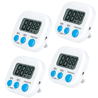 Pack of 4 - Kitchen Timer with Big Digital Numbers and Loud Alarm - Kitchen Timers for Cooking, Classroom for Kids, Gym, Yoga, Office. - size: Pack of 4