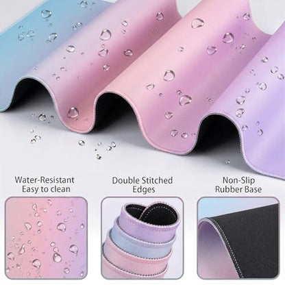 Cloud Mouse Pad Keyboard Wrist Rest 4PCS Extended Large Pink Sky Desk Mat Pad Set Memory Foam Non-Slip Cute Ergonomic Gaming Mouse Pad Wrist Support for Computer Laptop Home Office Pink Purple - color: 4pcs Pink Purple