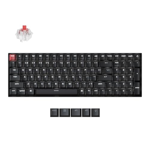 Keychron K4 96% Layout QMK Wireless and Wired Options Mechanical Keyboard, White Backlight Super Red Switch, Paired with Shine-Through Double-Shot PBT Keycaps for Mac Windows-Version 3 - color: Keychron Super Red Switch, size: Version 3