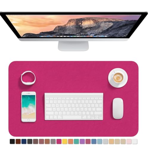 Hsurbtra Desk Pad, 23.6" x 13.8" PU Leather Desk Mat, M Extended Mouse Pad, Waterproof Desktop Blotter Protector, Non-Slip Ultra Thin Small Laptop Keyboard Writing Mat for Office Home, Bright Rose - color: Bright Rose, size: 23.6" x 13.8"
