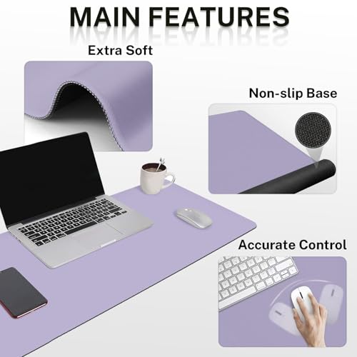 Britimes Purple Keyboard Mouse Pad Set 4 in1 Large Mousepad+Keyboard Wrist Rest+Mouse Wrist Rest+Coaster Ergonomic Design for Home Office Computer 35.4x15.7Inches - color: Purple