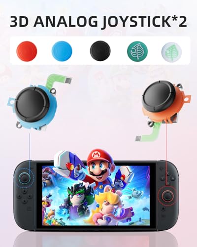 Joystick Replacement for Joycon(68 in one), Repair Tool Kit for Switch2 Joycon, Includes 2 Analog Sticks, Drift Fix Tools Y/+ Screwdriver, Tweezers, Pry Tools, 14 Thumbstick Grips, Matching Screws - color: black-68 in one