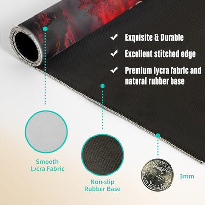 Extended Gaming Mouse Pad, Large Mouse Mat 3 mm Nature Rubber Base Mousepad with Stitched Edges, Non-Slip Desk Mat for Office Home Great Gift 31.5x11.8 Inch (Dark Canyon 1) - color: Dark Canyon 1