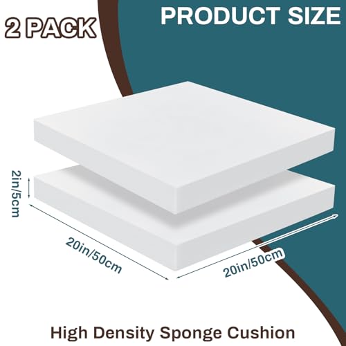 Frienda 2 Pack 2" x 20" x 20"Upholstery High Density Foam Cushion Replacement Square Cut to Size Foam Couch for Chair Couches Padding Shipping Packing DIY Cosplay Projects(White) - color: White, size: 2" X 20" X 20", style: Square