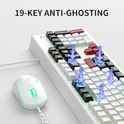 MageGee Creamy Keyboard and Mouse Combo, K2 Classic Keyboard, Wired RGB Backlit, 104 Waterproof, Ergonomic, PC/Laptop/MAC - Knight Red - color: Knight Red Set