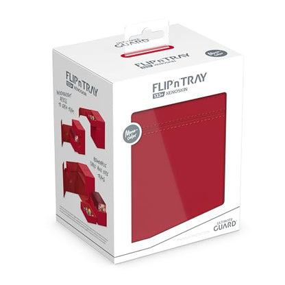 Ultimate Guard Flip'n'Tray 133+, Deck Case for 133 Double-Sleeved TCG Cards + Dice Tray, Red, Independent Magnetic Closure & Microfiber Inner Lining - color: Red, size: 133+