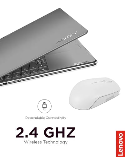 Lenovo 300 Wireless Mouse – Computer Mouse for PC, Laptop with Windows – Ambidextrous Design – 2.4 GHz Nano USB Receiver – 12 Month Battery Life - color: Cloud Grey