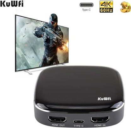 KuWFi Video Game Capture Card Switch 4K 1080P 60FPS HDMI to USB C Capture Card for All HDMI Devices Such as Streaming Work with OBS/Camera/PS4/PC