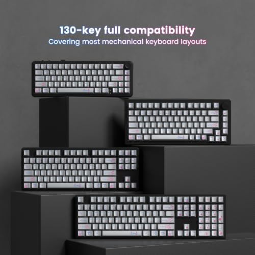 dagaladoo PBT keycaps Set,Cherry Profile Keyboard keycaps,Metal Coating | Retro key caps,Custom keycaps for 60% 65% 75% 100% Cherry-MX switch Mechanical Keyboard,Silver,130keys - color: Silver Metal Coating