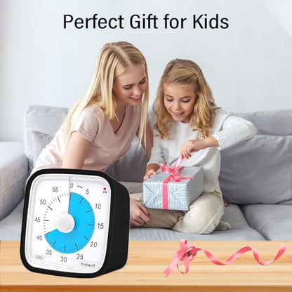 Visual Timer, Silent 60-min Countdown Timer for Kids, Black Blue | Protective Case, Time Management Tool, Mute and Ringing Alarm Available, Low Power Reminder, for Study,Game,Work,Fitness etc - color: Black Blue
