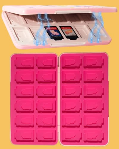 Daspken 24 Game Holder Slots and 24 SD Micro Card Slots for Nintendo Switch/Lite/OLED,Magic Array Style Games Cartridge Cases for Kids Girls Kawaii Storage Box