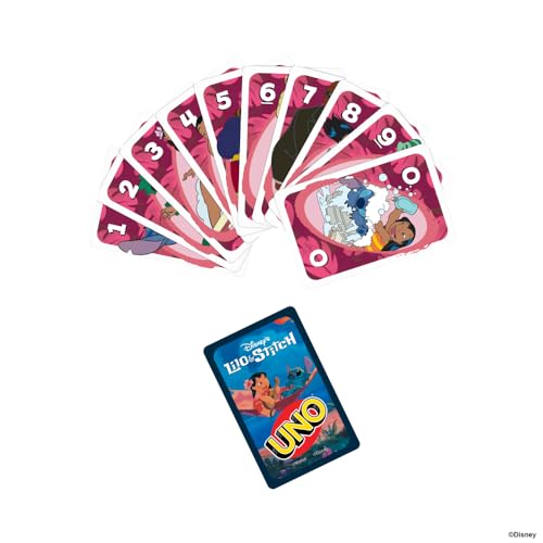 Mattel Games UNO Disney’s Lilo and Stitch Card Game for Kids, Adults & Family with Deck & Special Rule Inspired by the Movie - style: UNO Disney's Lilo and Stitch