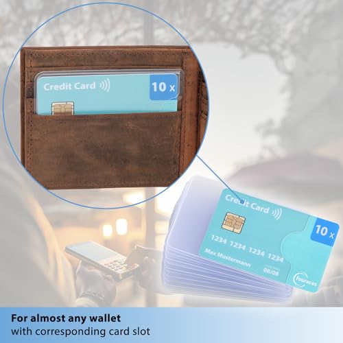 credit card sleeves - 10-pack - sturdy transparent plastic sleeve - protector for cards, protection