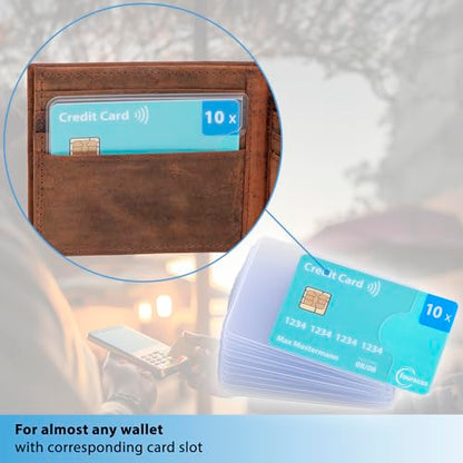 credit card sleeves - 10-pack - sturdy transparent plastic sleeve - protector for cards, protection