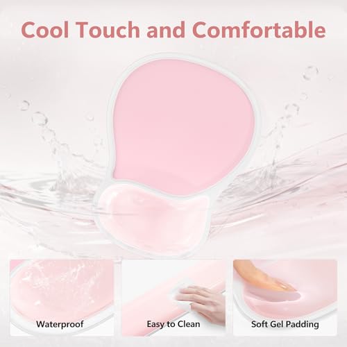 AKIT Ergonomic Mouse Pad and Keyboard Wrist Rest, Gel Wrist Rest for Computer Keyboard, Non-Slip Base, Pain Relief, Mousepad Set for Gaming, Home and Office, Pink - color: Pink