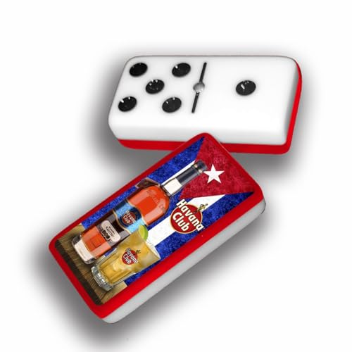Dominos Set for Adults – Professional Double 9 Cuban Dominoes Set, Classic Travel Board Game with Wood Case Juegos de Mesa (Havana Club Flag Cuba Red) - color: Havana Club Flag Cuba Red