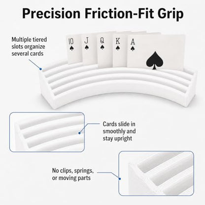 Playing Card Holder Stand – Hands-Free Card Organizer for Board Games | Multi-Tier Slot Design | Freestanding Tabletop Display Rack for Poker Night, Family Game Night & - color: White