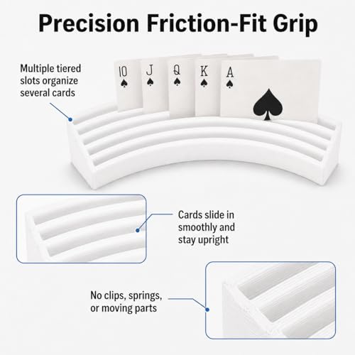 Playing Card Holder Stand – Hands-Free Card Organizer for Board Games | Multi-Tier Slot Design | Freestanding Tabletop Display Rack for Poker Night, Family Game Night & - color: White