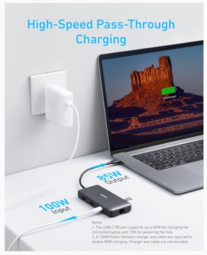 Anker Laptop Docking Station Dual Monitor, 8-in-1 USB C Hub with 4K HDMI | Dual HDMI USB C Dock, 1Gbps Ethernet, 85W Max PD, SD/TF Card Reader, for USB C Laptops, XPS and More (Charger Not Included) - style: 8 in 1 【2 HDMI + Ethernet】