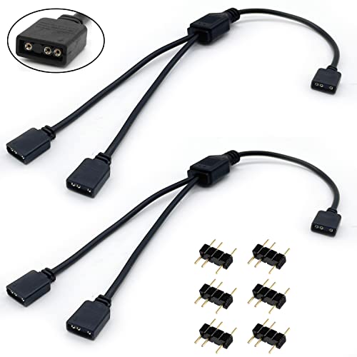 ARGB Splitter Cable, 1-to-2 Female to Female 5V 3 Pin Addressable RGB Splitter Extension Cable ARGB LED Sync Cable for Extend PC Computer ARGB Fans Or ARGB LED Series (2 Pack) - style: 1-to-2