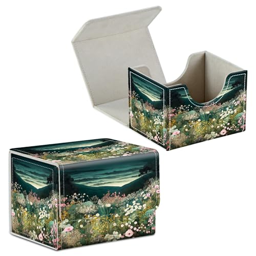 Card Deck Box for Trading Cards Commander Deck Box Card Storage Box with Strong Magnet Magic Premium Gathering Deck Box Cover for TCG CCG Magic Cards,Wildflower Field - color: Wildflower Field, size: A Card Case