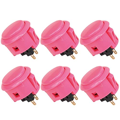 Sanwa 6 pcs OBSF-30 Original Push Button 30mm - for Arcade Jamma Video Game & Arcade Joystick Games Console (Pink), Use for Arcade Game Machine Cabinet S@NWA - color: Pink