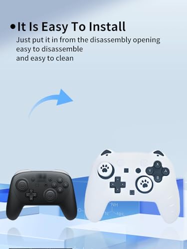 Case for Nintendo Switch 2 Pro Controller,UYRUREL Premium Sillence Material,Shock-Absorbing and Anti Drop Protection Soft Shell,with Stickers and Thumb Grips,White. - color: White