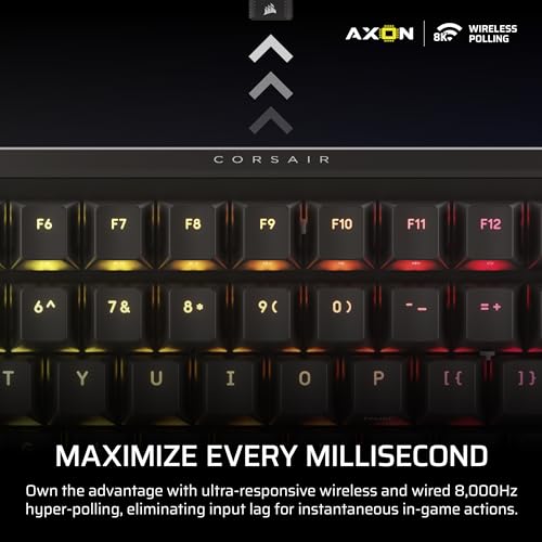 Corsair Vanguard 96 Wireless Mechanical RGB Gaming Keyboard – QWERTY US, 96% Layout, Hot-Swappable MLX Switches, 8000Hz Hyper-Polling, Stream Deck Integration, Flashtap SOCD – Black