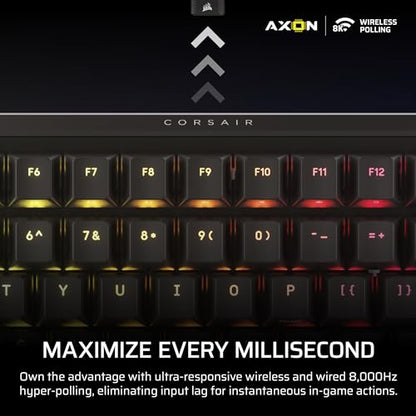 Corsair Vanguard 96 Wireless Mechanical RGB Gaming Keyboard – QWERTY US, 96% Layout, Hot-Swappable MLX Switches, 8000Hz Hyper-Polling, Stream Deck Integration, Flashtap SOCD – Black