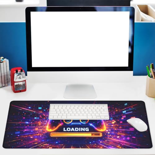 Gaming Controller Mouse Pad, Neon Loading Gaming Desk Mat with Stitched Edges,Non-Slip Waterproof Rubber Base Mouse Mat, 31.5x11.8in Mouse Pads for Desk Home Office Gaming - color: Gaming Controller, size: 31.5x11.8in