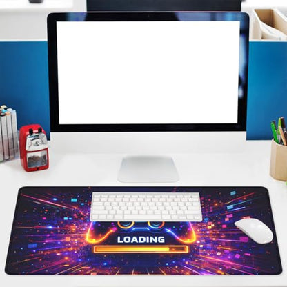 Gaming Controller Mouse Pad, Neon Loading Gaming Desk Mat with Stitched Edges,Non-Slip Waterproof Rubber Base Mouse Mat, 31.5x11.8in Mouse Pads for Desk Home Office Gaming - color: Gaming Controller, size: 31.5x11.8in