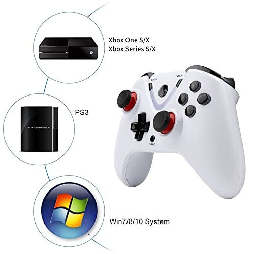 Wireless Game Controller with LED Lighting Compatible with Xbox One S/X, Xbox Series S/X Gaming Gamepad, Remote Joypad with 2.4G Wireless Adapter, Rechargeable Battery - color: White