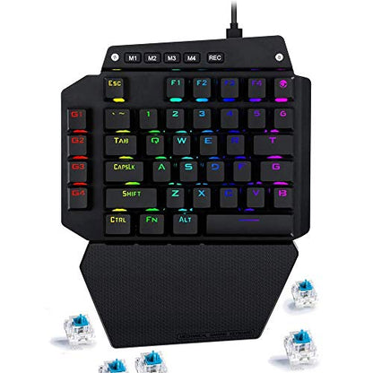 USonline911 Advanced K-700 Mechanical Gaming Keyboard, 44 Keys, Blue Switches, RGB Backlit, Onboard Macro Keys, One Handed Keyboard, Gaming Keypad, Small Gaming Keyboard