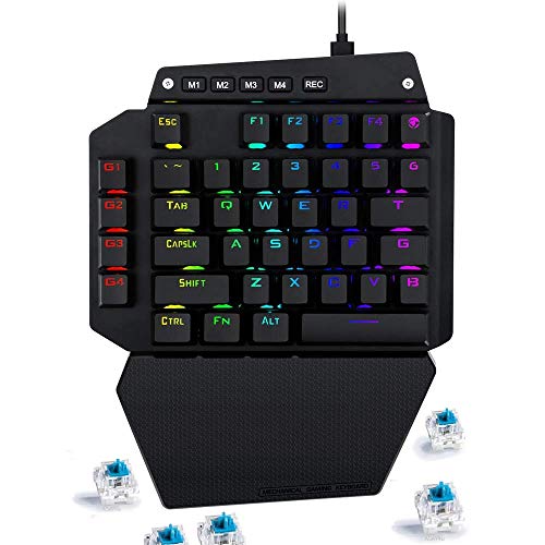 USonline911 Advanced K-700 Mechanical Gaming Keyboard, 44 Keys, Blue Switches, RGB Backlit, Onboard Macro Keys, One Handed Keyboard, Gaming Keypad, Small Gaming Keyboard