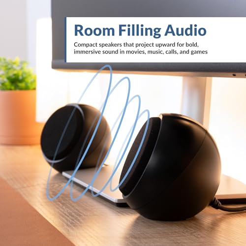 Cyber Acoustics USB-Powered 2.0 Speakers (CA-2110USB) – Modern 2.0 USB C or A Computer Speakers for Desktop PC, 12 Watts Power for Loud Sound, Compatible with PCs and Laptops - style: Sphere USB