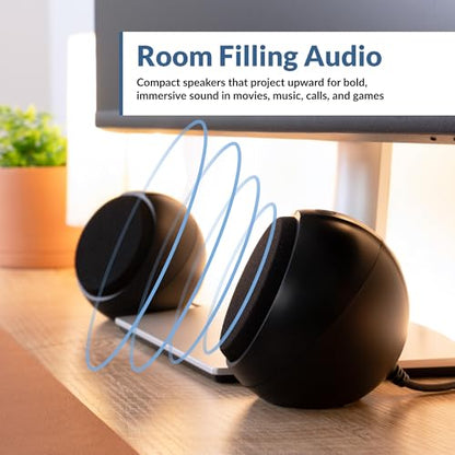 Cyber Acoustics USB-Powered 2.0 Speakers (CA-2110USB) – Modern 2.0 USB C or A Computer Speakers for Desktop PC, 12 Watts Power for Loud Sound, Compatible with PCs and Laptops - style: Sphere USB