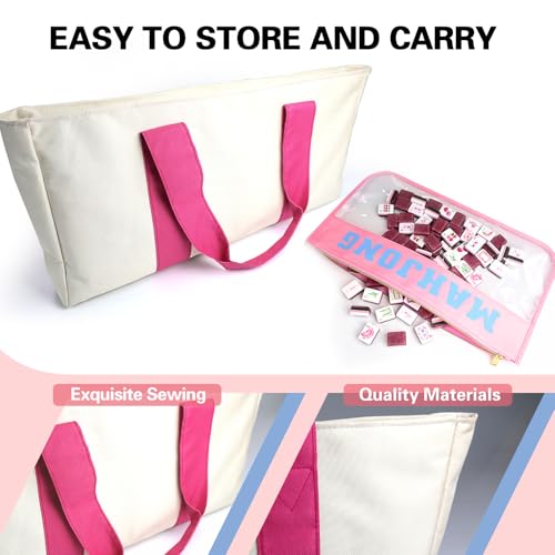 American Mahjong Game Set, Portable Carrying Bag,Acrylic 160 Tiles,Western Mahjong Tiles Set,Complete Ma Jong Set (Purple) - color: Purple