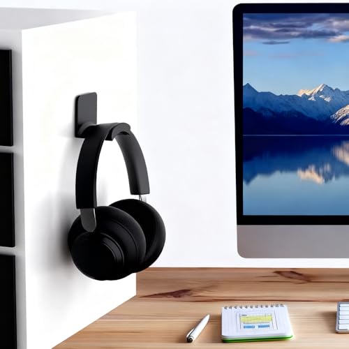 12 PCS Headphone Wall Hangers with Nano Tape, Adhesive Gaming Headphone Stand Headset Holder Hook Wall Desk Closet Door Mount for Most Headphone Controller Hat Baseball Caps (Black)