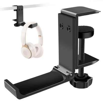1PCS Headphone Stand Hanger Holder, Foldable Aluminum Desk Headphone, Universal Space Saving Headset Stand Multifunctional Under Desk Hanger for Home Office - size: Black 1PCS