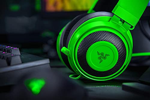 Razer Kraken Gaming Headset: Lightweight Aluminum Frame, Retractable Noise Isolating Microphone, For PC, PS4, PS5, Switch, Xbox One, Xbox Series X & S, Mobile, 3.5 mm Audio Jack – Green - color: Green
