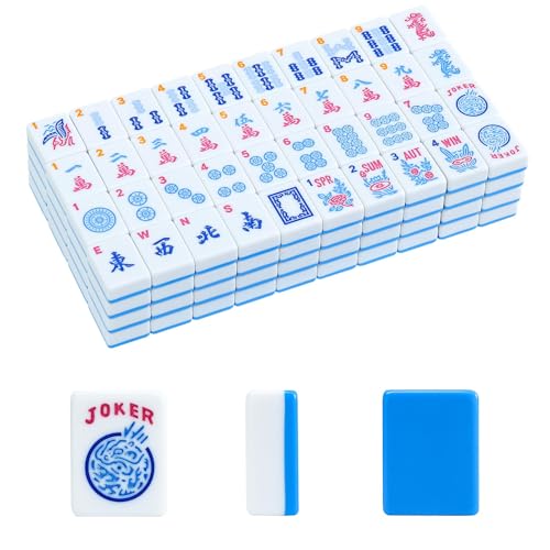 American Mahjong Tiles (1.2”,Tiles Only), 166 Pcs American Mahjong Tile Set with Blue Color - color: Blue