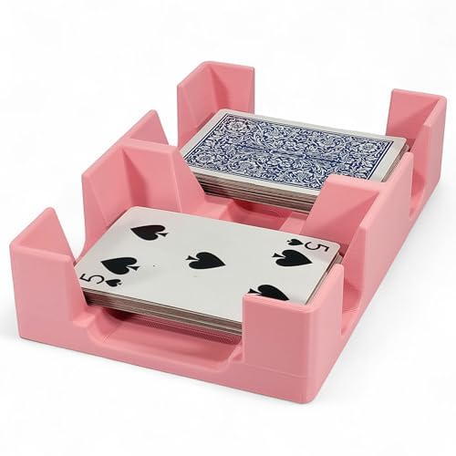 Revolving Two Deck Playing Card Tray for 1-2 Decks: Made in USA (Pink) | Rotates 360°, Plastic, Holds up to 2 decks, Includes swivel turn table base, for Canasta, Rummy, UNO, Newt's Playing Cards - color: Pink, size: 2 Deck