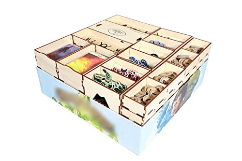 The Broken Token Game Organizer Compatible with Spirit Island - Wooden Game Organizing Box with Multiple Trays