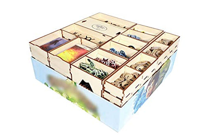 The Broken Token Game Organizer Compatible with Spirit Island - Wooden Game Organizing Box with Multiple Trays